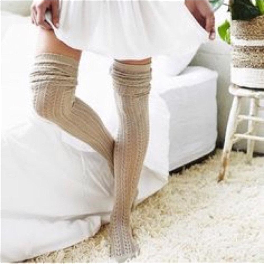 Free people Hammock Oatmeal thigh high socks